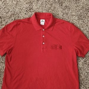 Vintage Lacoste Big Logo Red Polo Shirt Size 6